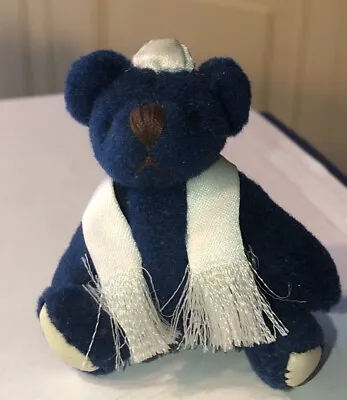 Miniature 3” Articulated Blue Judaic Teddy Bear Wearing Yarmulke And Tallis • $22.99