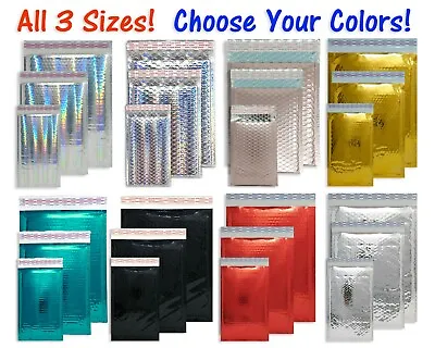 3 Sizes 4x8 6X10 8X12 Assorted Combo Pack Padded Metallic Bubble Mailers Poly • $12.95