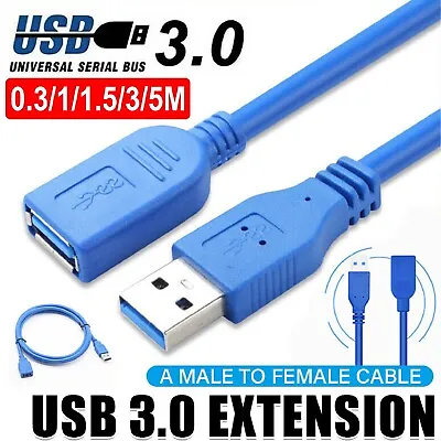 Super Speed Cable USB 3.0 Male To Female Data Extension Cord PC Mining Laptop AU • $11.99