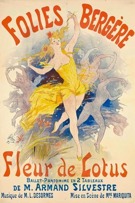 £125.57 • Buy Folies Bergere, Fleur De Lotus By Jules Cheret Vintage Poster + Ships Free