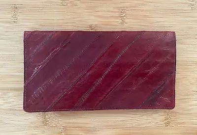 Vintage Genuine Eel Skin Leather Fold Over Wallet Red  7.5  X 3.75  X .25   NOS • $21