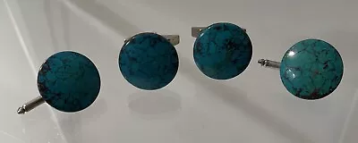 Vintage Turquoise Cufflinks And Button/Collar Stays • $9.99