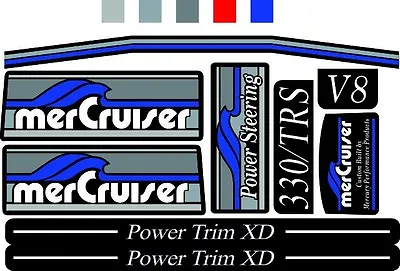 Mercruiser New Blue Premium Quality Trs Original Colors  W/gray Rams Sticker Set • $29.95