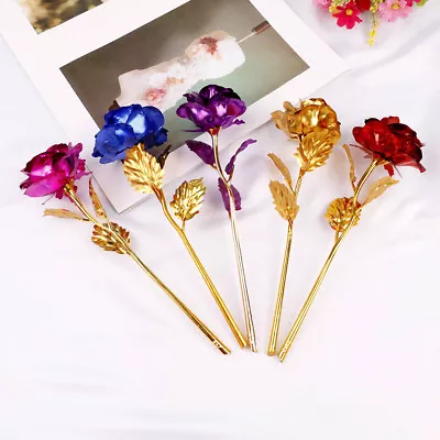 $3.20 • Buy 24k Gold Plated Golden Rose Flowers Anniversary Valentine's Day Lovers' Gift=s=