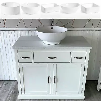 Bathroom Vanity Unit Off White Painted Cabinet Wash Stand White Quartz & Ceramic • £599