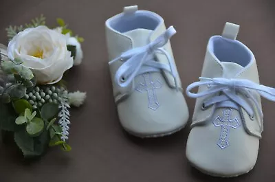 Baby Boy Baptism Shoes Christening Shoes Baptism Booties With Embroidered Cross • $24.95
