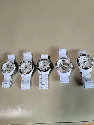 $50 • Buy Fossil Relic Watch Lot (5) Watches Total Womens Wristwatch Bundle White Crystal