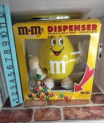 Vintage 1992  Yellow Peanut M&m  Candy Dispenser - 10  Tall - Mars Inc Mm • $35