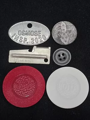 Lot (6) Vintage Coin Token Collectible Charm Tag OSMOSE MILITARY BLADE HOYLE NEW • $12.99