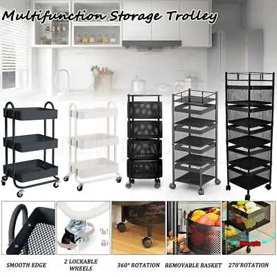 Kitchen Trolley Cart Rack Vegetable Basket Shelf Organizer 3/4/5 Tiers Holder AU • $94.55