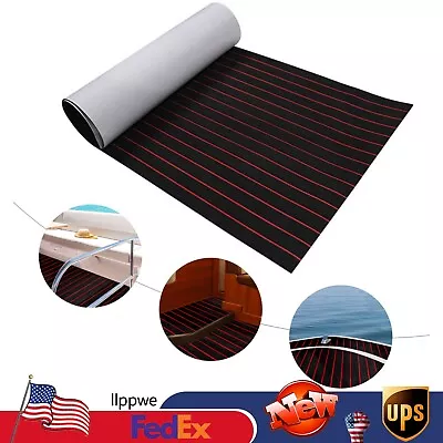 EVA Foam Marine Flooring Mat Boat Decking Yacht Pad Deluxe Black Red Seam 95x35  • $45.61