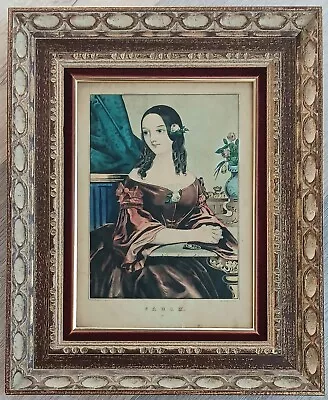 Antique N. Currier Lithograph Print  Sarah  Wood Frame  Pub By N. Currier • $89