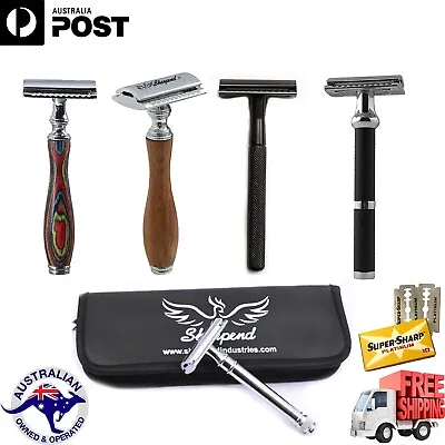 Men Safety Razor Double Edge Blades Shaving Vintage Razors Shaver Shavette Kit • $9.64