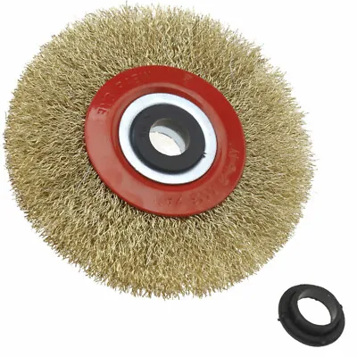 SATC 5 Inch ROUND BRASS PLATED STEEL WIRE BRUSH WHEEL FOR BENCH GRINDER • $25.99