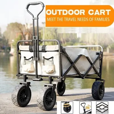 Folding Trolley Portable Wagon Cart Adjustable Handle For BBQ Picnic Camping • £59.99