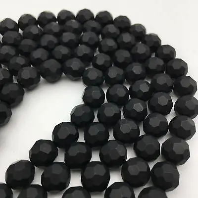 Black Onyx Matte Big Faceted Round Beads 8mm 10mm Approx 15.5  Strand • $9.49