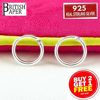 £2.79 • Buy 925 Sterling Silver Hoop Earrings 8mm -20mm Small Tiny Hinged Sleeper Pair Girls