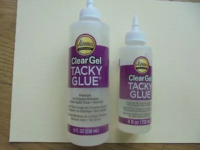 2 X Bottles Aleenes Clear Gel Tacky Glue.    8fl Oz And 4fl Oz • £19.99