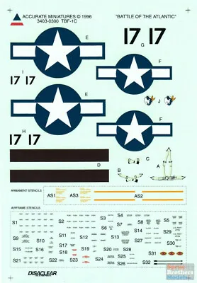 ACMD3403 1:48 Accurate Miniatures Decals - TBF-1C Avenger • $6.09