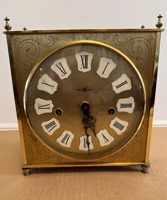 Vintage Brass Howard Miller Brass Clock W. Germany 340-020 Movement; Works Great • $99