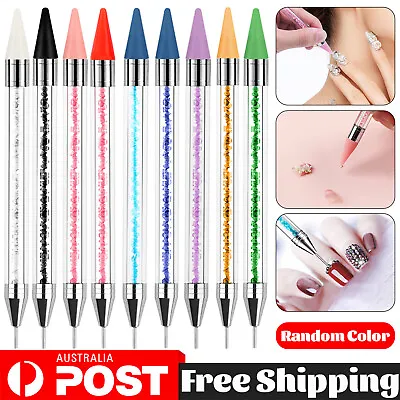 10X Dual Ended Dotting Pen Rhinestone Picker Wax Pencil Nail Art Tool Manicure • $4.89