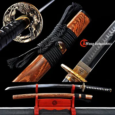 Clay Tempered T10 Katana Natural Rosewood Japanese Samurai Sword Tiger & Bamboo  • $180