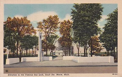 Postcard MI Sault Ste Marie Michigan Entrance To Soo Lock H9 • $4.95