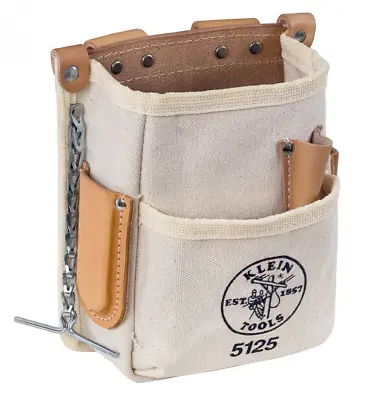 $53.99 • Buy Klein Tools Electricians Leather Tool Pouch Belt Bag Apron 5 Pocket New