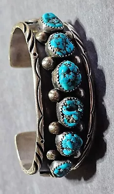 Vintage C.N. Cedric Navenma Hopi Turquoise Cuff Bracelet 44.6 Grams • $489.89