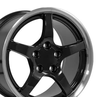 17x9.5 Rims Fit Corvette Camaro C5 Wheels Deep Dish Black Mach'd SET Of 4 • $639