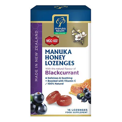 Manuka Health MGO 400+ Manuka Honey Blackcurrant Lozenges 2.26oz • $15.99