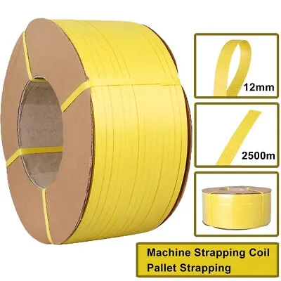 Machine Strapping Banding Coil 12mm Pallet Strapping High Quality 2500m Yellow • £27.99