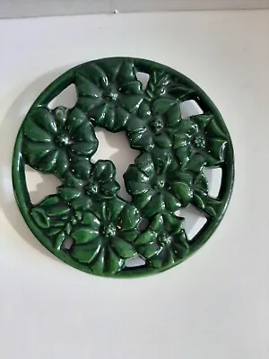 Vintage Home Essentials Green Cast Iron Trivet Enamel • $38