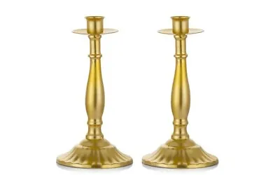 £15.90 • Buy Set Of 2 Gold Plated Taper Candlesticks Holders Ornate Candle Holders For Table