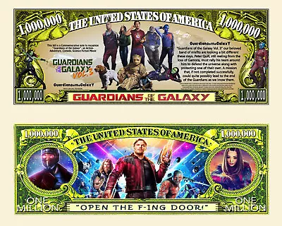 Guardians Galaxy Million Dollar Bill Play Funny Money Novelty Note + FREE SLEEVE • $1.69