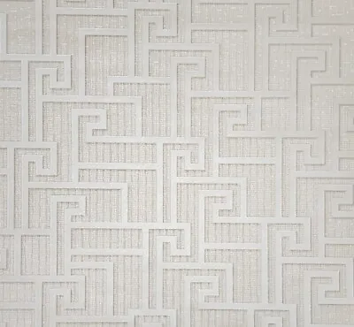 96236-4 Versace Beige Tan Cream Small Greek Key Lines Textured Wallpaper Roll 3D • $4.35