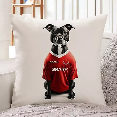 Manchester Staffy Cushion Personalised Football Cover Dog Pillow Gift DFC465 • £12.95