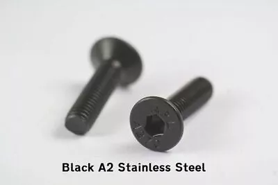 M4 (4mm) BLACK A2 STAINLESS STEEL SOCKET COUNTER SUNK SCREWS  ALLEN KEY BOLTS • £2.68