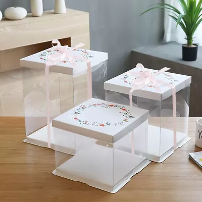 Large Clear PVC Gift Boxes Cake Dessert Packaging Transparent Box Wedding Favors • £5.95