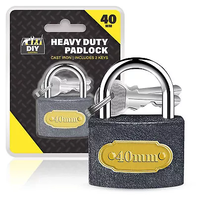 2pk Padlock 40mm Heavy Duty Iron Outdoor Shed Safety Security Shackle Lock 4 Key • £3.99