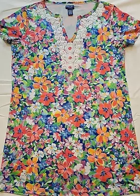 Caribbean Joe An Island Company Womens Dress Size Large Floral Print Lace • $15.33