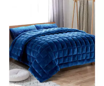 Giselle Bedding Faux Mink Quilt Super King Teal - Super King Quilt • $97.73