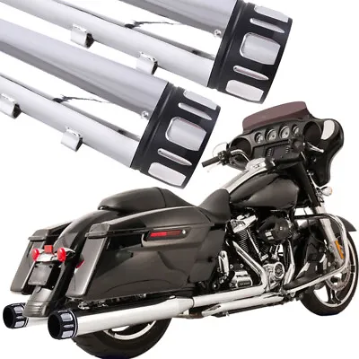 Slip On Mufflers 4  Megaphone Dual Exhaust Pipes For Harley Touring Bagger 95-16 • $143.95