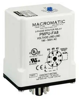 Macromatic Pmpu-Fa8 3 Phase Monitor RelaySpdt500Vac8 Pin • $76.99