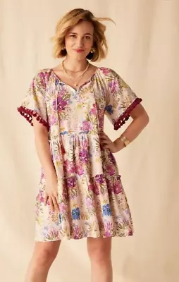 Matilda Jane~ Enchanted Garden Aloha Palm Printed Ruffle Dress~ SZ S~ • $19.50