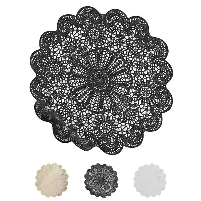 6 Pcs 15  Wide Flower Lace Doily Round Vinyl Placemats Wedding Table Decorations • $17.25