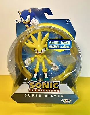 2023 JAKKS Pacific Sonic The Hedgehog Figure: SUPER SILVER (w/ Chaos Emerald) • $29.99