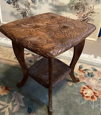 $650 • Buy Antique Japanese For LIBERTY’S OF LONDON Carved Wooden Side Stand Table 1905