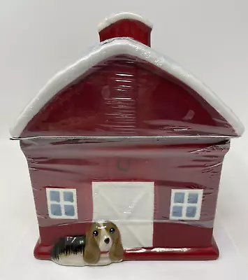 The Pioneer Woman Red Barn W/Charlie The Dog Cookie Jar Retired App. 9x8x7  New • $27.99