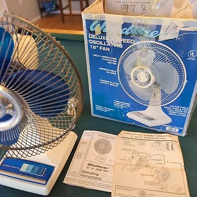 Vintage Galaxy 12” Oscillating Fan Translucent Blue Blade Type 12-1 Lasko Quiet • $59.97